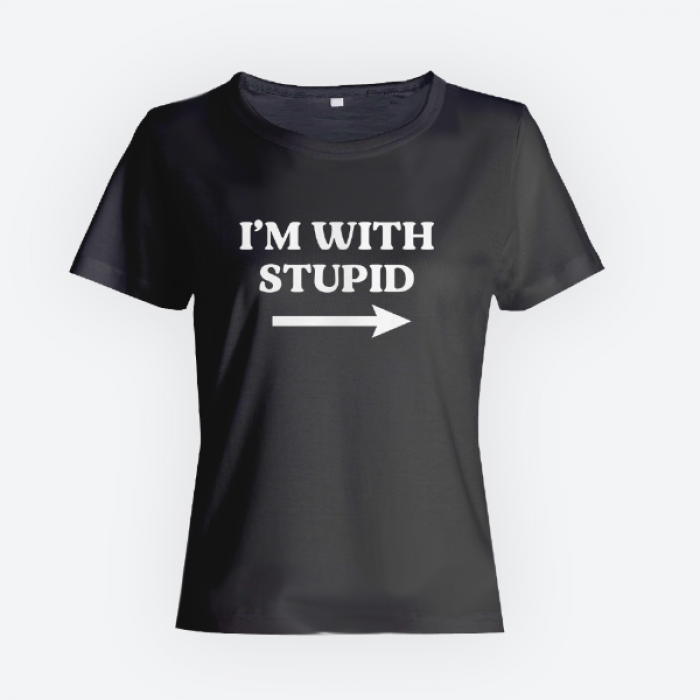 Женская прикольная футболка с принтом "I'm with stupid"